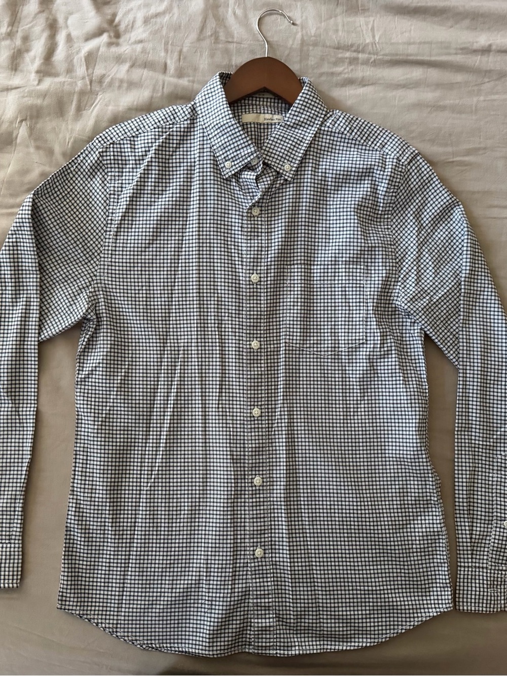 Men's Blue & White Check Button-Down Shirt
